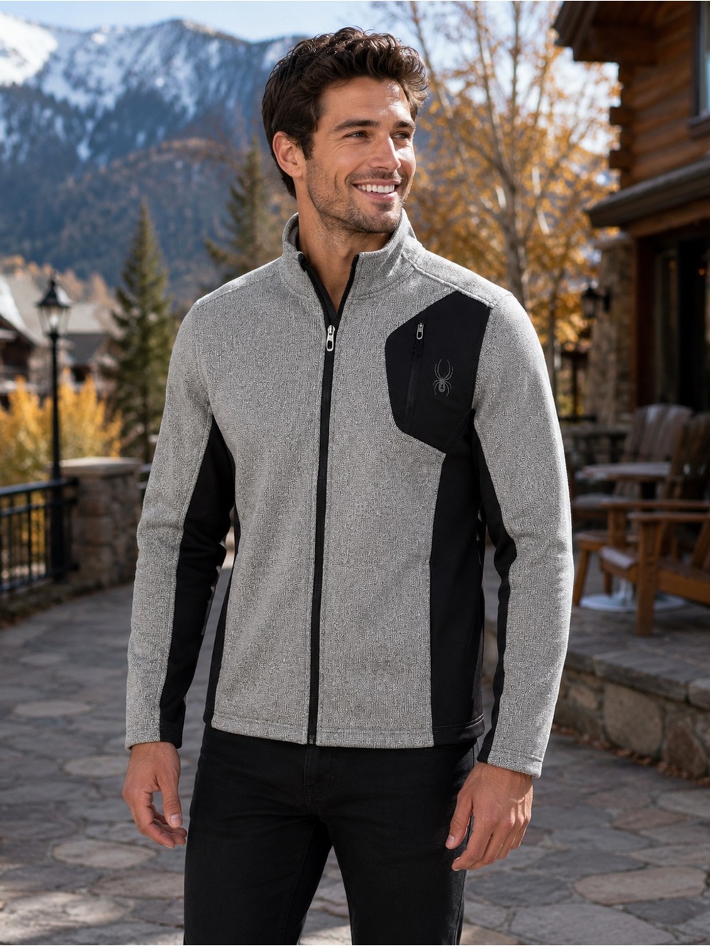 Spyder Gray Black Full-Zip Fleece Jacket Men’s M